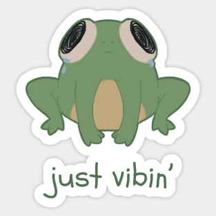 A sad frog vibin' Sticker